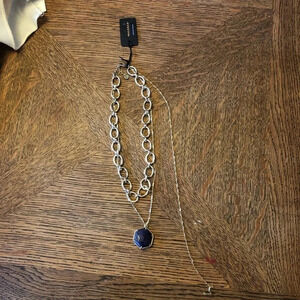 NWT Halogen Gold Necklace with Purple Stone